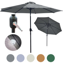 (Dark Grey) GlamHaus Solar LED Tilting Garden Parasol 2.7M
