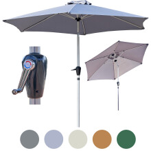 (Light Grey) GlamHaus Grey Garden Patio Tilting Parasol 2.7M