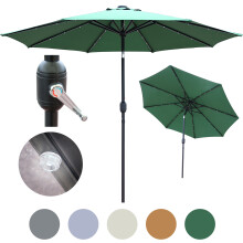 (Green) GlamHaus Garden Solar LED Tilting Parasol 2.7M