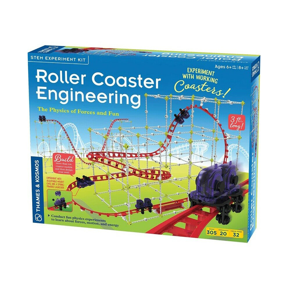 Thames & Kosmos Thames And Kosmos | 625417 | Roller Coaster Engineering | The Physics Of Forces And Fun | Build Your Own Working Roller Coaster | Ages 8+
