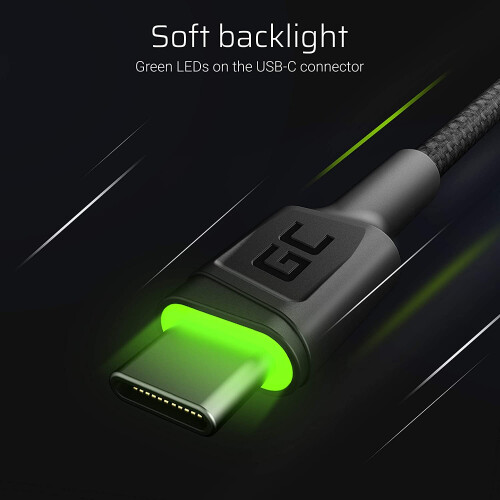Green Cell Cable Ray USB-A - USB-C LED verde 2m QC 3.0 ricarica rapida 1