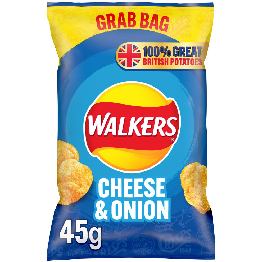 Walkers Cheese & Onion Crisps Grab Bags - 32x45g