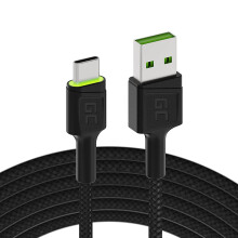 Green Cell Cable Ray USB-A - USB-C, grüne LED, 2 m, QC 3.0, Schnellladung