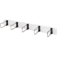 1U cable management panel 5x steel rings 40x75 mm, grey (RAL 7035)