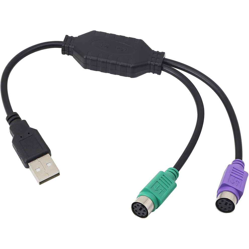 GELRHONR PS / 2 to USB Cable, USB to PS / 2 Plug Converter, Adapter for the Mouse Keyboard-Black