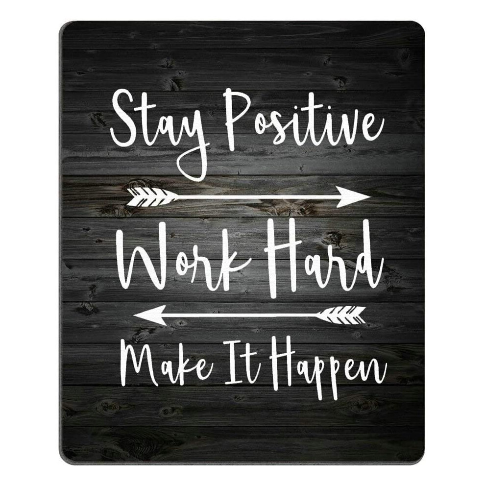 Wasach Gaming Mouse Pad Custom, Stay Positive Work Hard And Make It Happen Inspirational Quotes Art Rustic Old Wood Black/White 4876573693941