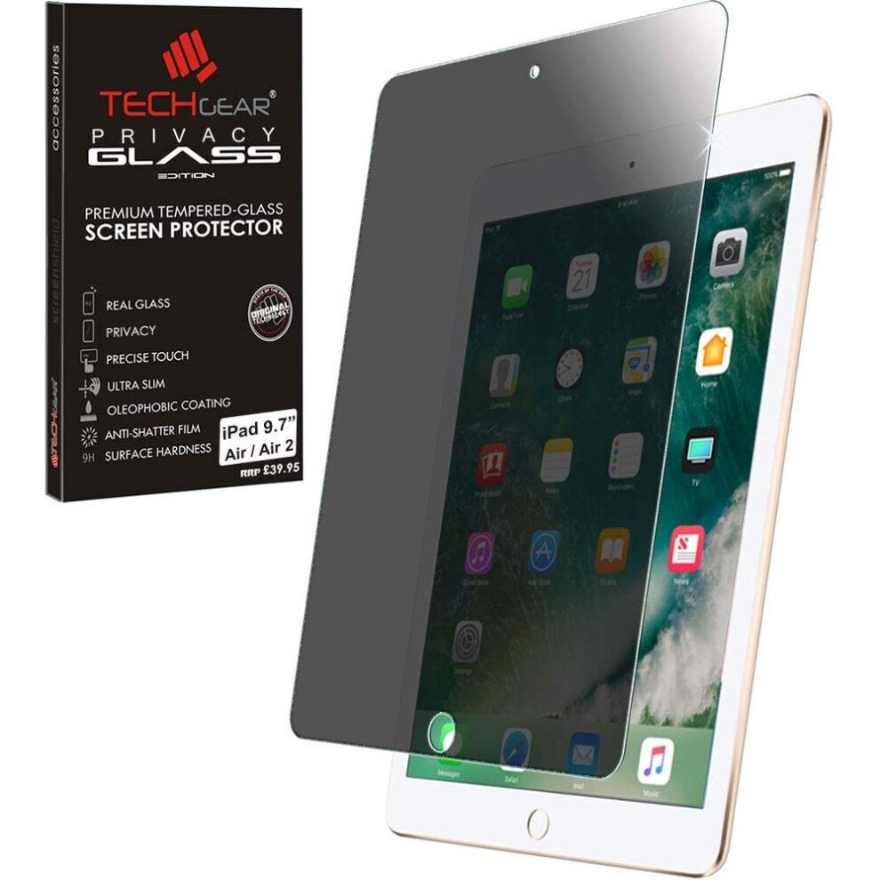 Techgear Anti Spy Screen Protector For Ipad Air 9.7", Air 2, Ipad 6 - Privacy Glass Edition Genuine Tempered Glass Screen...