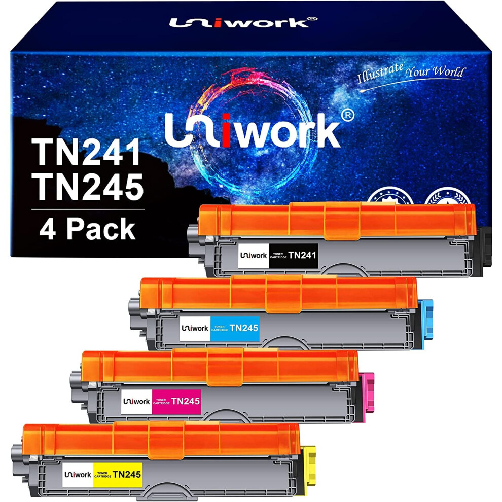 Compatible Uniwork Toner Cartridge Replacement For Brother Tn241 Tn245 With 3140Cw 3142Cw 3150Cdw 3152Cdw 3170Cdw 9015Cdw... 742948438513