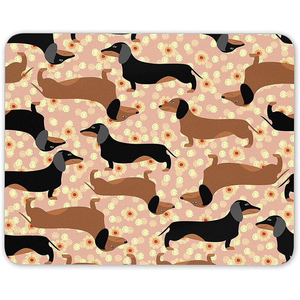 Funky Cute Sausage Dog Mouse Mat Pad - Flowery Dachshund Computer #16334 7625826039923
