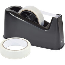 Rapesco 1540 500 Heavy Duty Tape Dispenser and 2 Tape Rolls, Black
