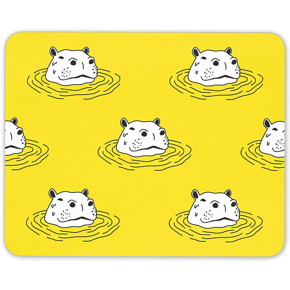 Funny Hippo Mouse Mat Pad - Hippopotamus African Fun Computer #14226 Yellow 7625888941219