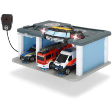 Dickie Toys 203716015AMA Center SOS Rescue Police, Fire Brigade and Ambulance, Station with Light & Sound, Microphone with...