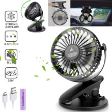 CZHONG-3 Ventilateur de table Ă pince USB rechargeable, 3 vitesses, mini ventilateur Ă pince, refroidisseur d'air Ă 360