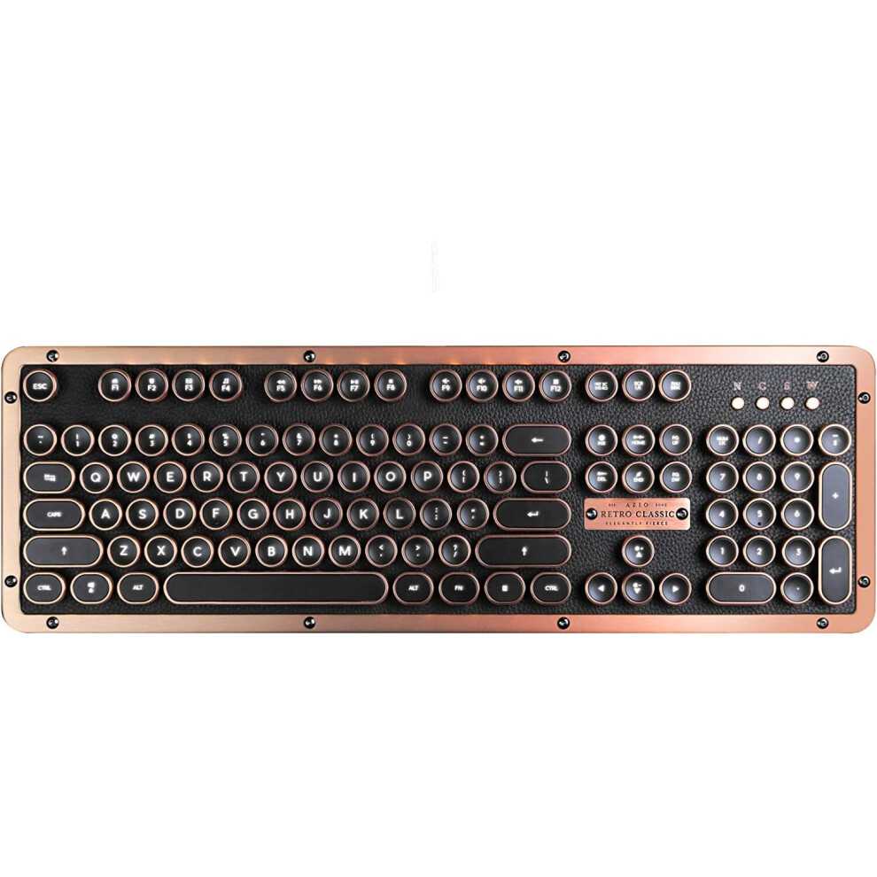 AZIO, Retro Classic, R.C., ARTISAN mechanical Bluetooth Keyboard, vintage look with United Kingdom Layout