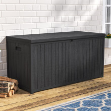 430L Black Waterproof Garden Storage Box with Dual Handles and Lockable Lid - Large Plastic Tool & Equipment Storage