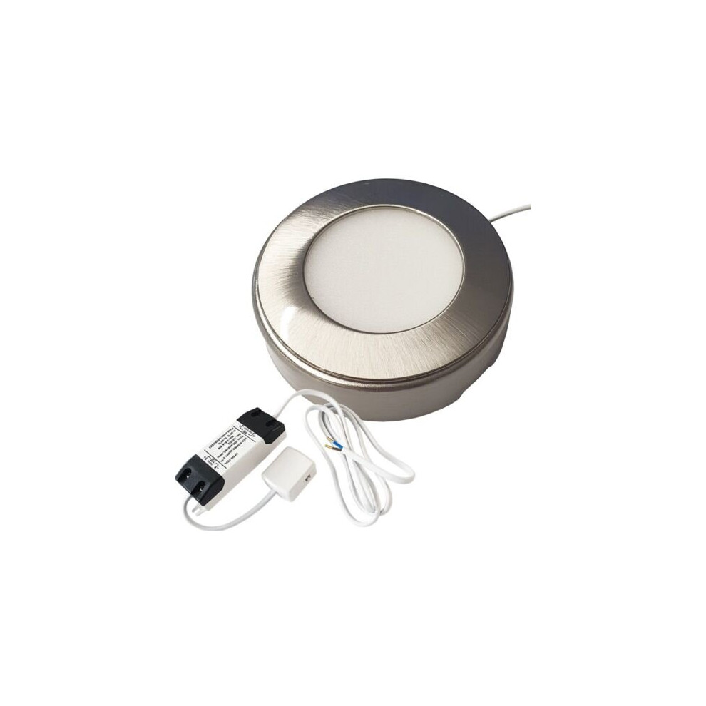 1x 2.6W LED Kitchen Cabinet Surface Spot Lights & Driver Steel Natural White