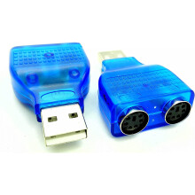 zdyCGTime (2-Pack)Blue Mouse Keyboard USB A Male to Dual PS/2 Female Connector Adapter,New USB Male to 2 PS/2 Female Active...
