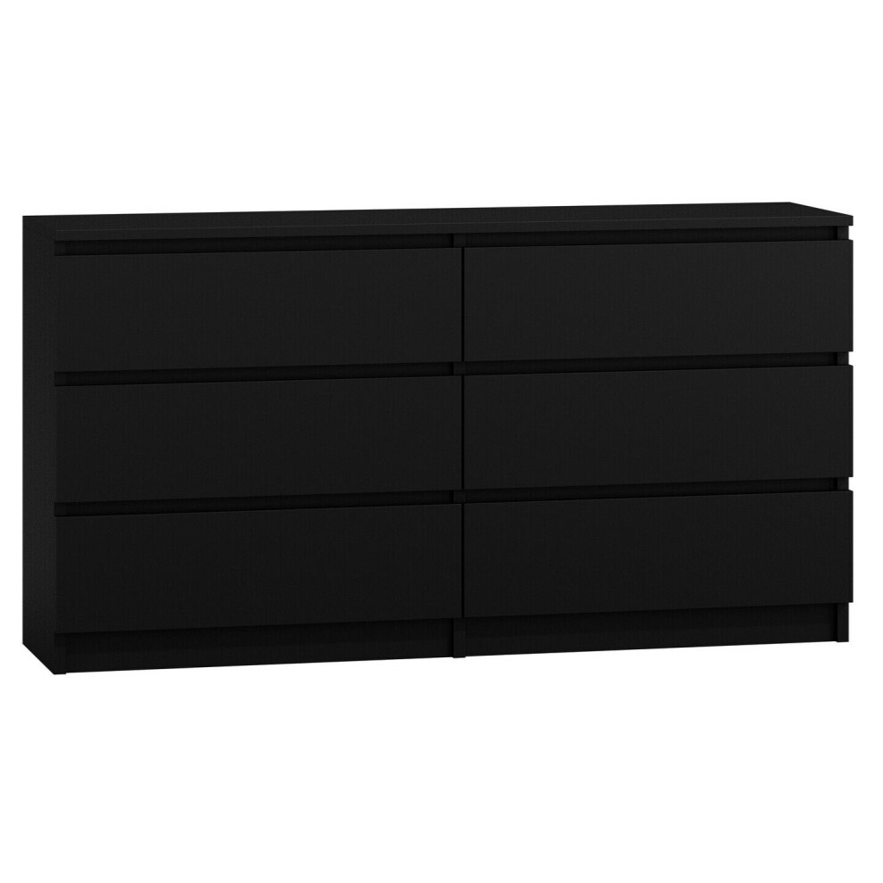 (6 Drawer Large ) MODERN - Black Chest Of Drawers Bedroom Furniture Storage Bedside 2 to 8 Drawers