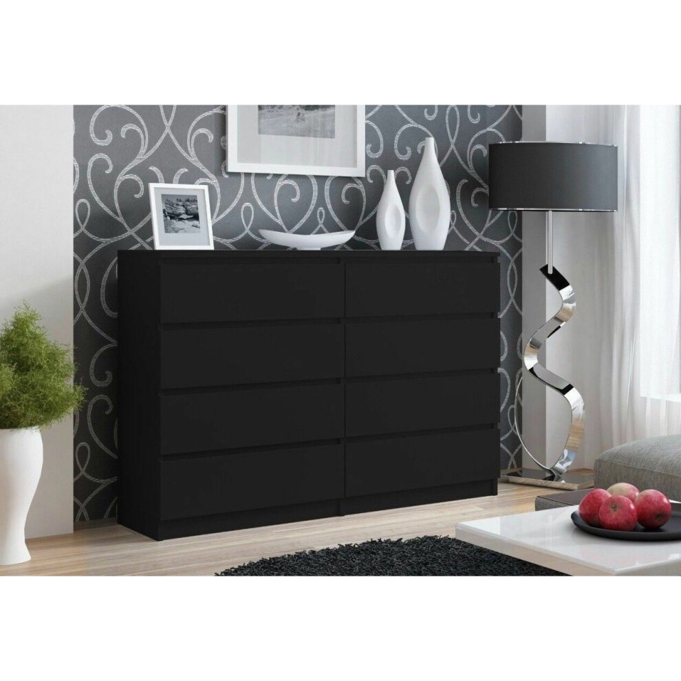 (8 Drawer) MODERN - Black Chest Of Drawers Bedroom Furniture Storage Bedside 2 to 8 Drawers