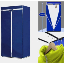 Single Canvas Fabric Wardrobe Rail Clothes Storage Cupboard Student Flat Closet