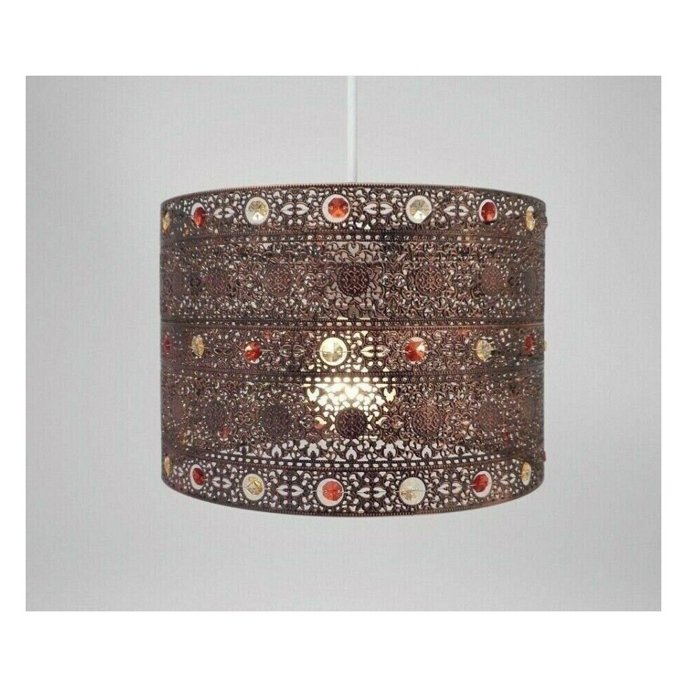 (ANTIQE BRONZE GEM) Chandelier Style Modern Ceiling Light Shade Droplet Pendant Acrylic Crystal Bead