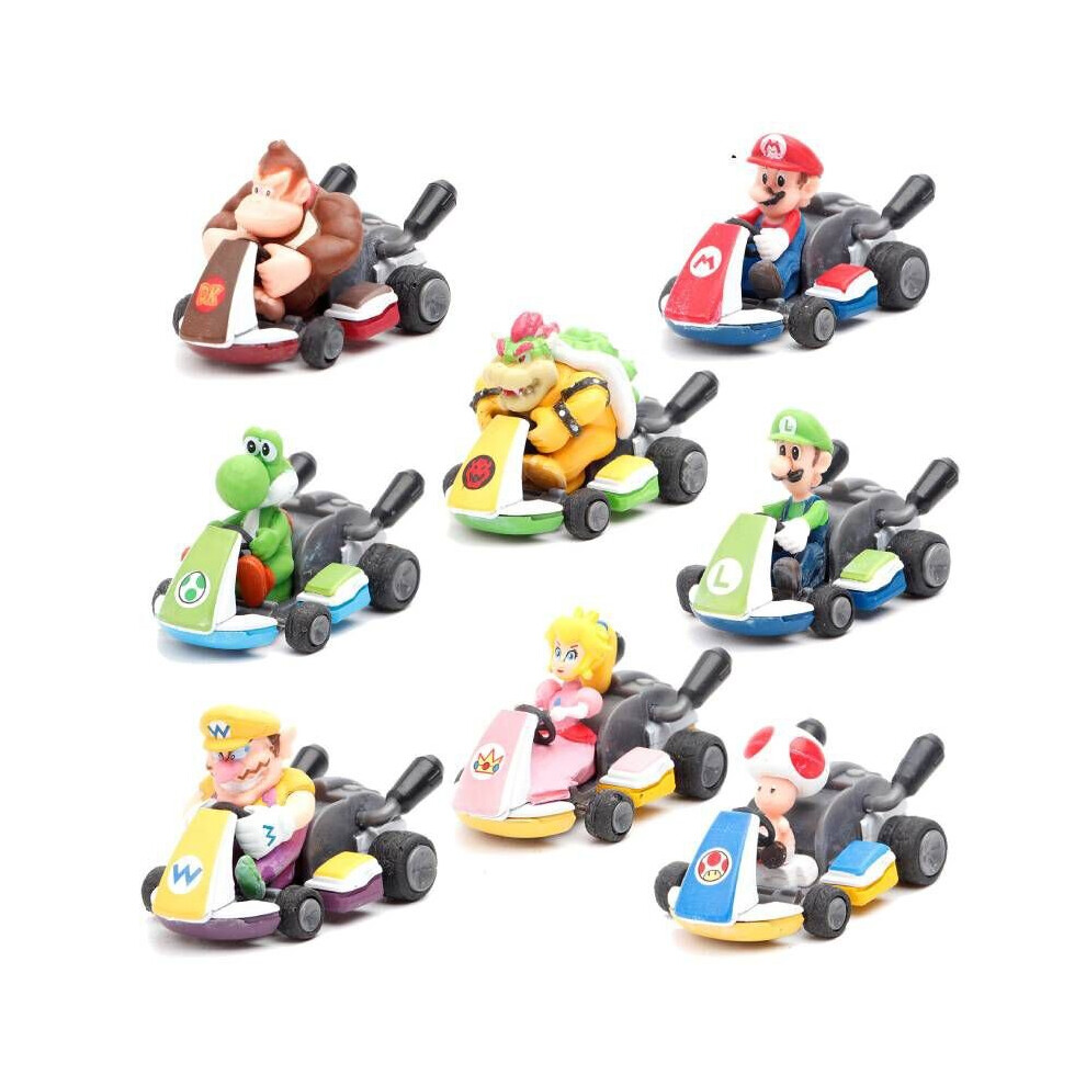 8PCS Super Mario Kart Pull Back Car Luigi Toad Bowser Princess Figure Kids Toy-image-OPC-P9G5PT5-NEW