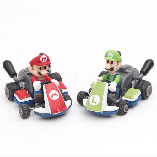 8PCS Super Mario Kart Pull Back Car Luigi Toad Bowser Princess Figure Kids Toy 2
