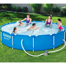 12FT 366cm x 76cm Steel Frame Luxury Garden Swimming Pool with Pump