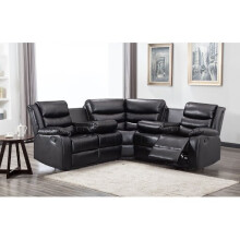(Black) Washington Leather Corner Recliner Sofa