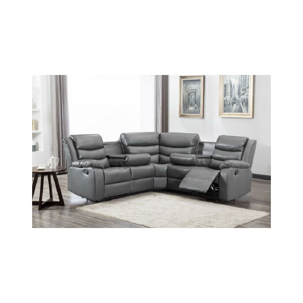 (Grey) Washington Leather Corner Recliner Sofa