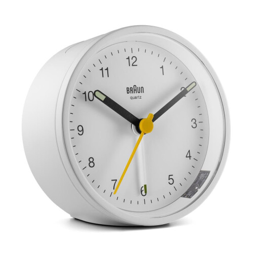Braun Braun Classic Analogue Alarm Clock with Snooze and Light, White, BC12W