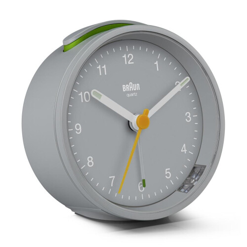 Braun Braun Classic Analogue Alarm Clock with Snooze and Light, Grey, BC12G