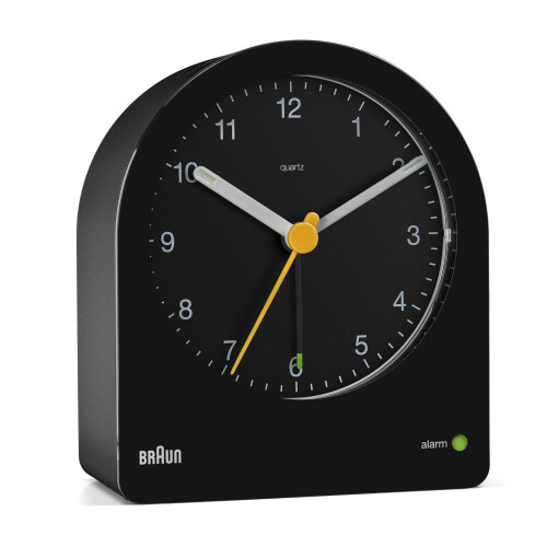 Braun Braun Classic Analogue Alarm Clock, Snooze and Continuous Backlight, Black, BC22B