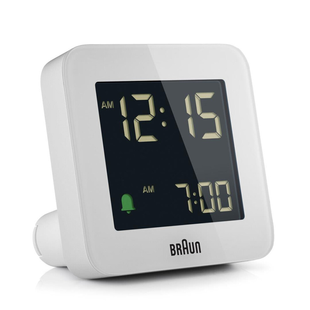 Braun Digital Alarm Clock with Snooze, LCD Display, White, BC09W