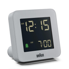 Braun Digital Alarm Clock with Snooze, LCD Display, Grey, BC09G