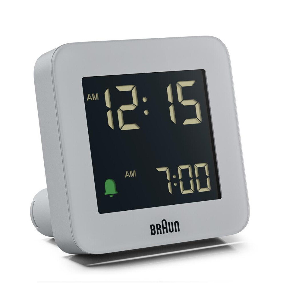 Braun Digital Alarm Clock With Snooze, Lcd Display, Bc09g Grey