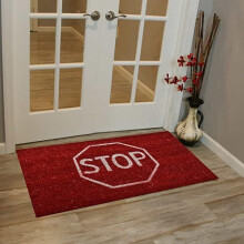 (DM152 Stop Sign) Door Mat Indoor Outdoor Rubber Back Matting 40x70cm