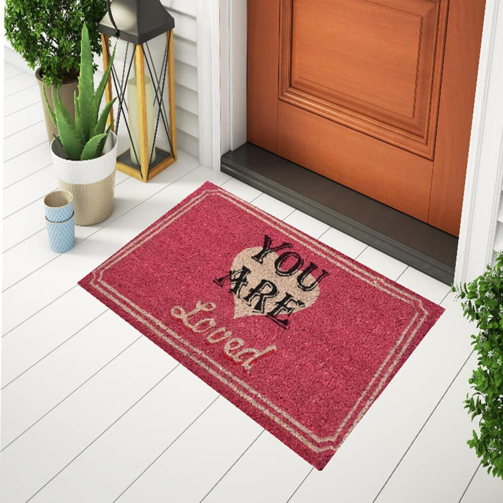 (DM114 You Are Loved) Door Mat Indoor Outdoor Rubber Back Matting 40x70cm