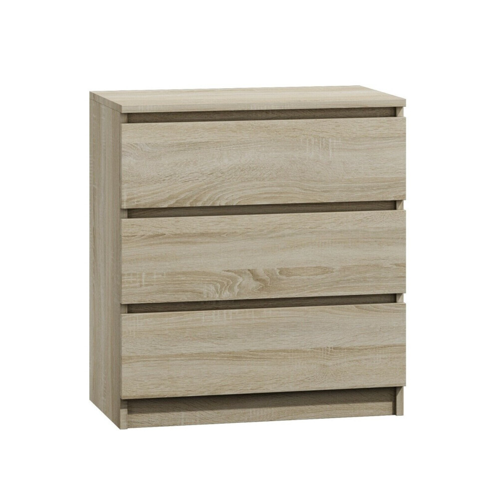 (3 Drawer) MODERN - Sonoma Light Oak Chest Of Drawers