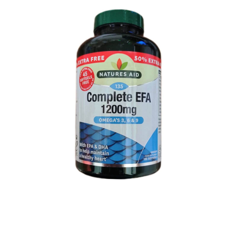 Natures Aid Complete EFA 1200mg (Omega 3, 6 & 9) 135 Softgels X 2