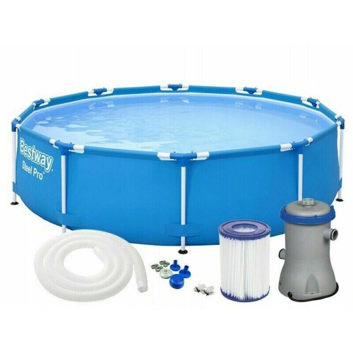 10FT 305cm x 76cm Steel Frame Luxury Swimming Pool Garden Outdoor