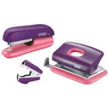 Rapid Mini Stapler and Hole Punch Set, Staple or Punch up to 10 sheets, N10 Staples Included, Purple/Apricot, F5, 5000372