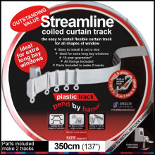 3.5m Bendable Curtain Track for Straight & Bay Windows - Top/Face Fixings, Ready to Hang, Includes 36 Gliders & 12 Brackets