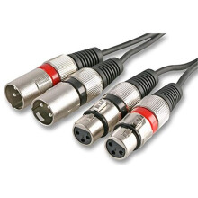 Pulse PLS00205 Twin 3 Pin XLR Male to XLR Female Lead, 3m, Black