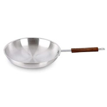 Professional 30cm Aluminium Frying Pan with Wooden Handle - Chef Skillet for Curry, Even-Heat Base, Durable Long-Lasting Grip
