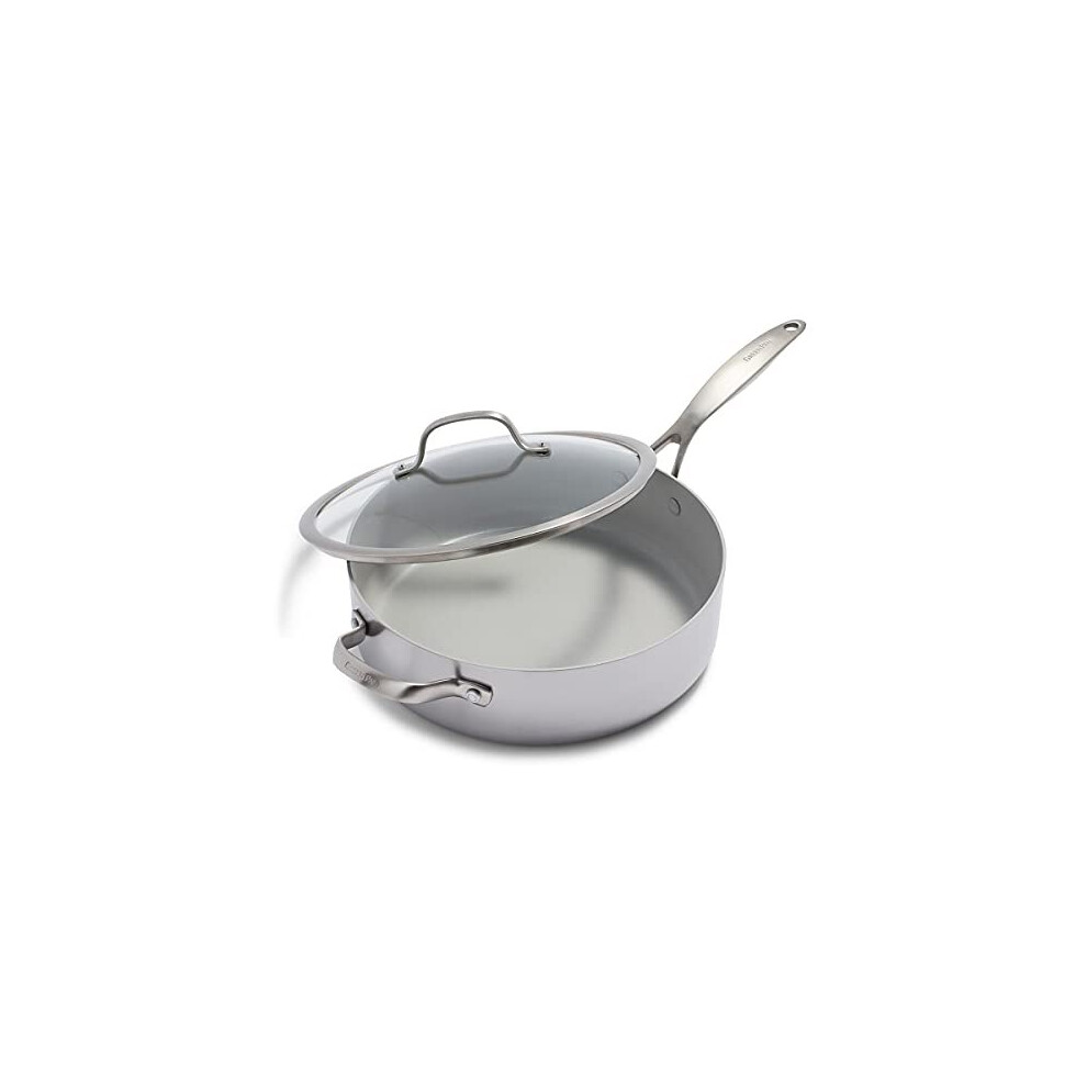 GreenPan, Venice Pro Ceramic Non-Stick Skillet with Lid - 28 cm/4.8L, Silver-image-OPC-P9G6C7R-NEW
