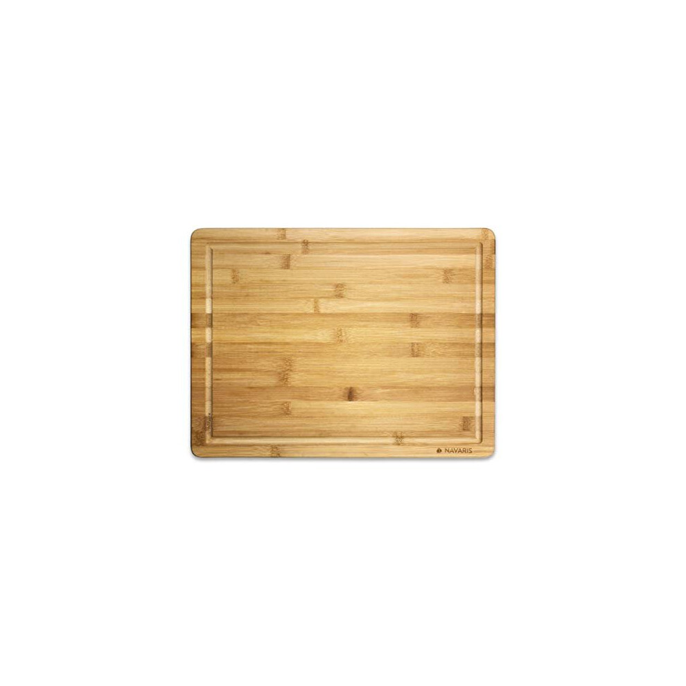 Navaris Wooden Chopping Board - Large Natural Bamboo Kitchen Cutting Board with Crumb and Juice Groove for Food, Meal Prep - Size L, 45 x 34 x 1