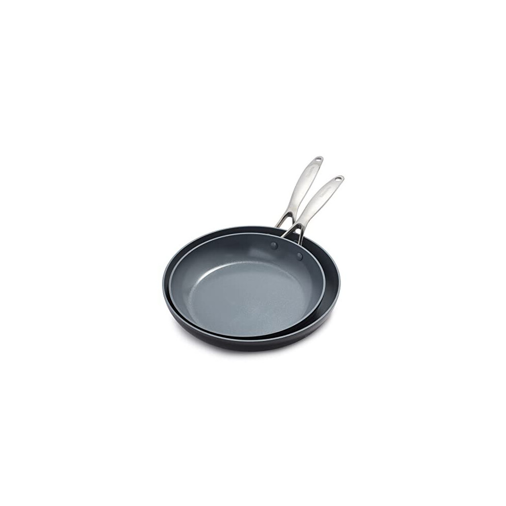 GreenPan Valencia Pro Non-Stick 26cm & 30cm Frying Pan Set, PFAS Free, Grey