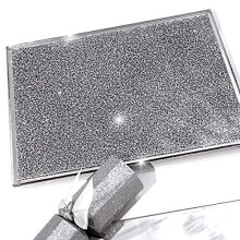 Touch of Vogue Crushed Diamond Silver Crystal Chopping Board Glass Worktop Saver Chopping Board Heat Resistant Toughened Glass Kitchen Worktop