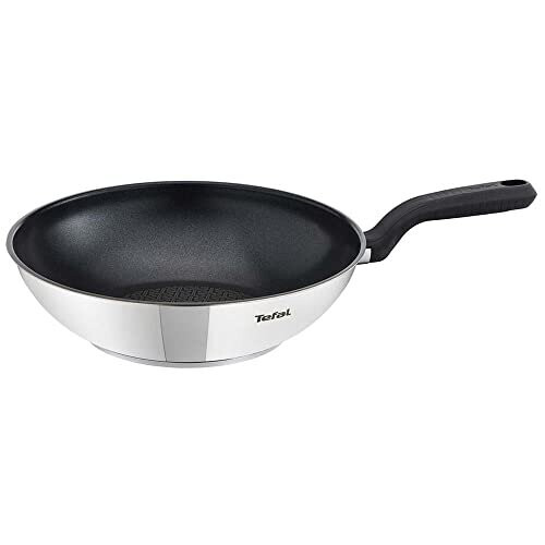 Tefal G7261944 Comfort Max Stainless Steel Non-stick Wok, 28 cm - Silver